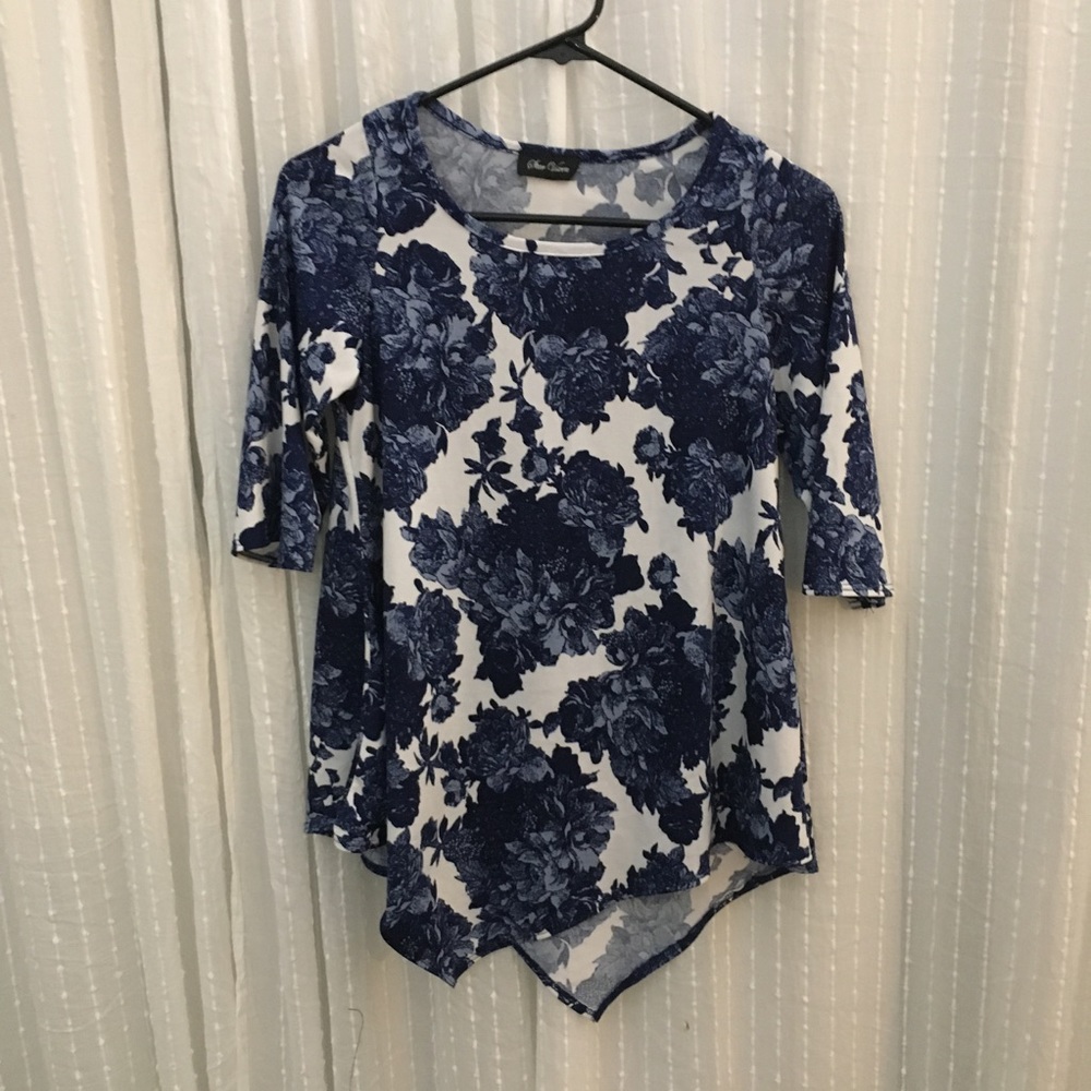 Blue and white blouse